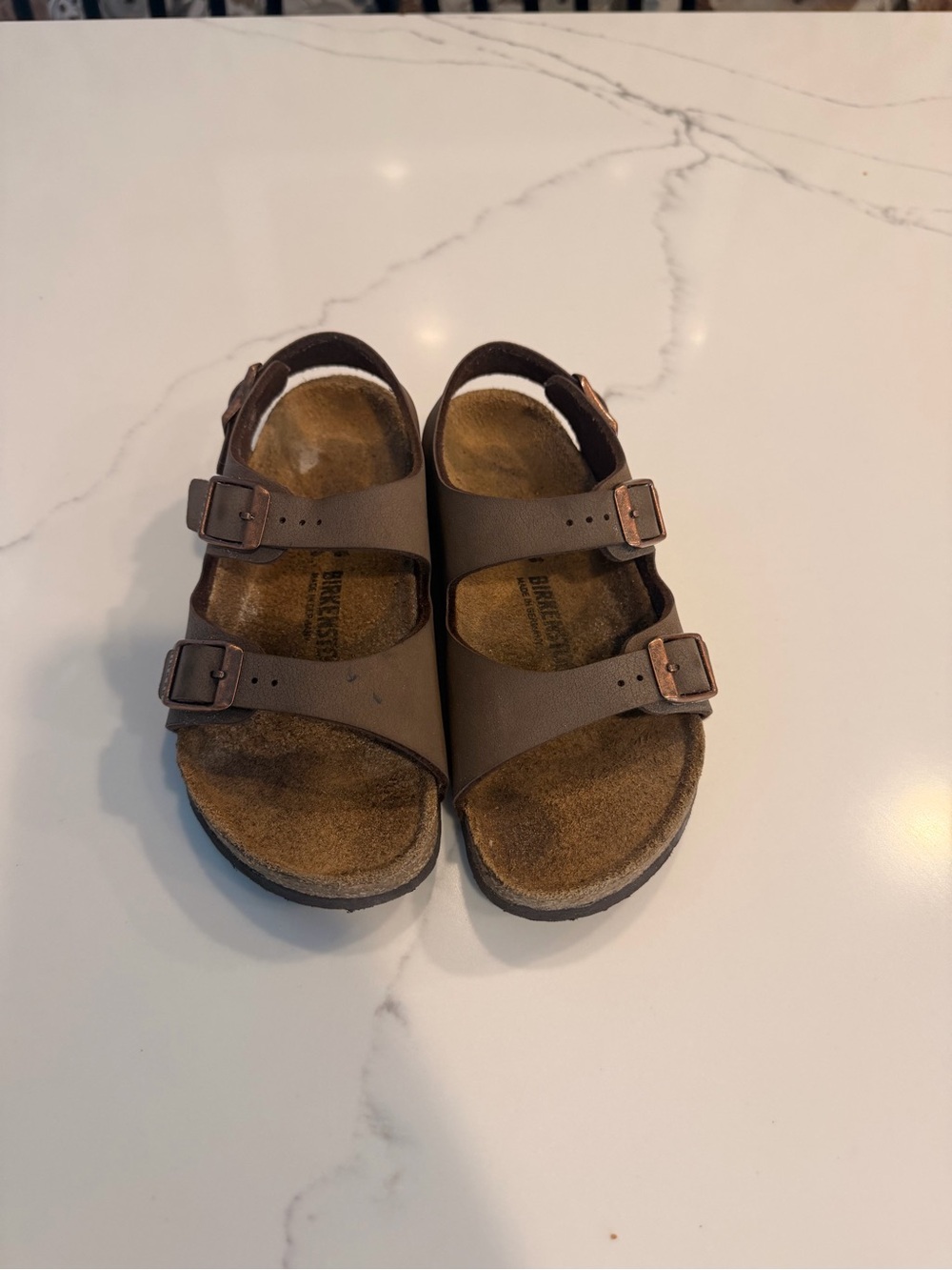 Birkenstock Kids Brown Double Strap Sandals with Buckles